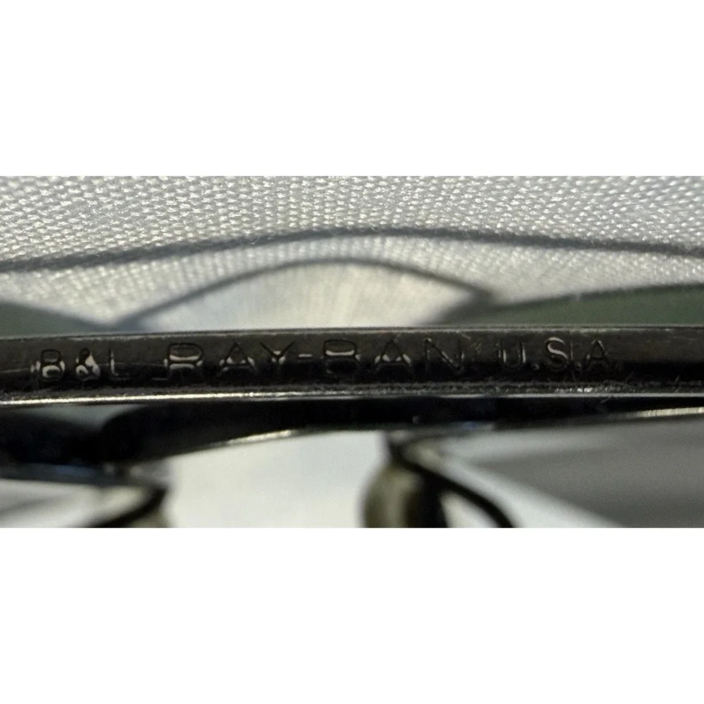 62[]14 VINTAGE B&L RAY-BAN BLACK CRYSTAL LENS LARGE AVIATOR SUNGLASSES W/Case